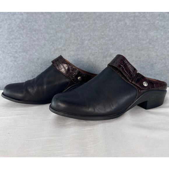 Ariat Womens sz 9.5 Black & Brown Clogs Western Classic Slip-On Low Heel Comfort - Picture 1 of 15